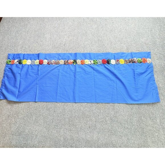 Handmade Hippie Table Runner Boho Retro Vintage Blue Raised Florets 53x17 Groovy - Picture 1 of 12